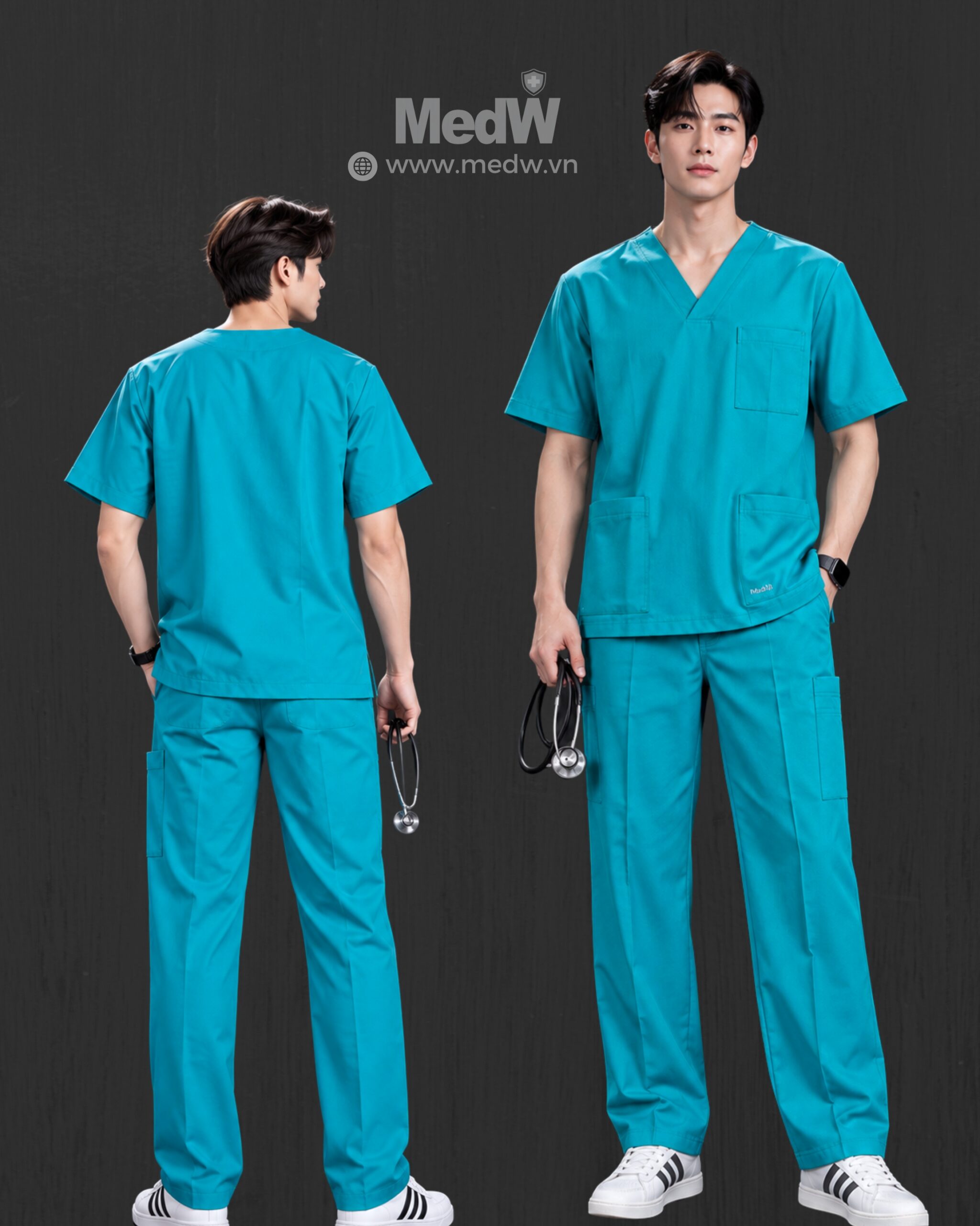 Scrubs Nam Màu Xanh Biển Ngọc MedW Zeus Ocean Teal