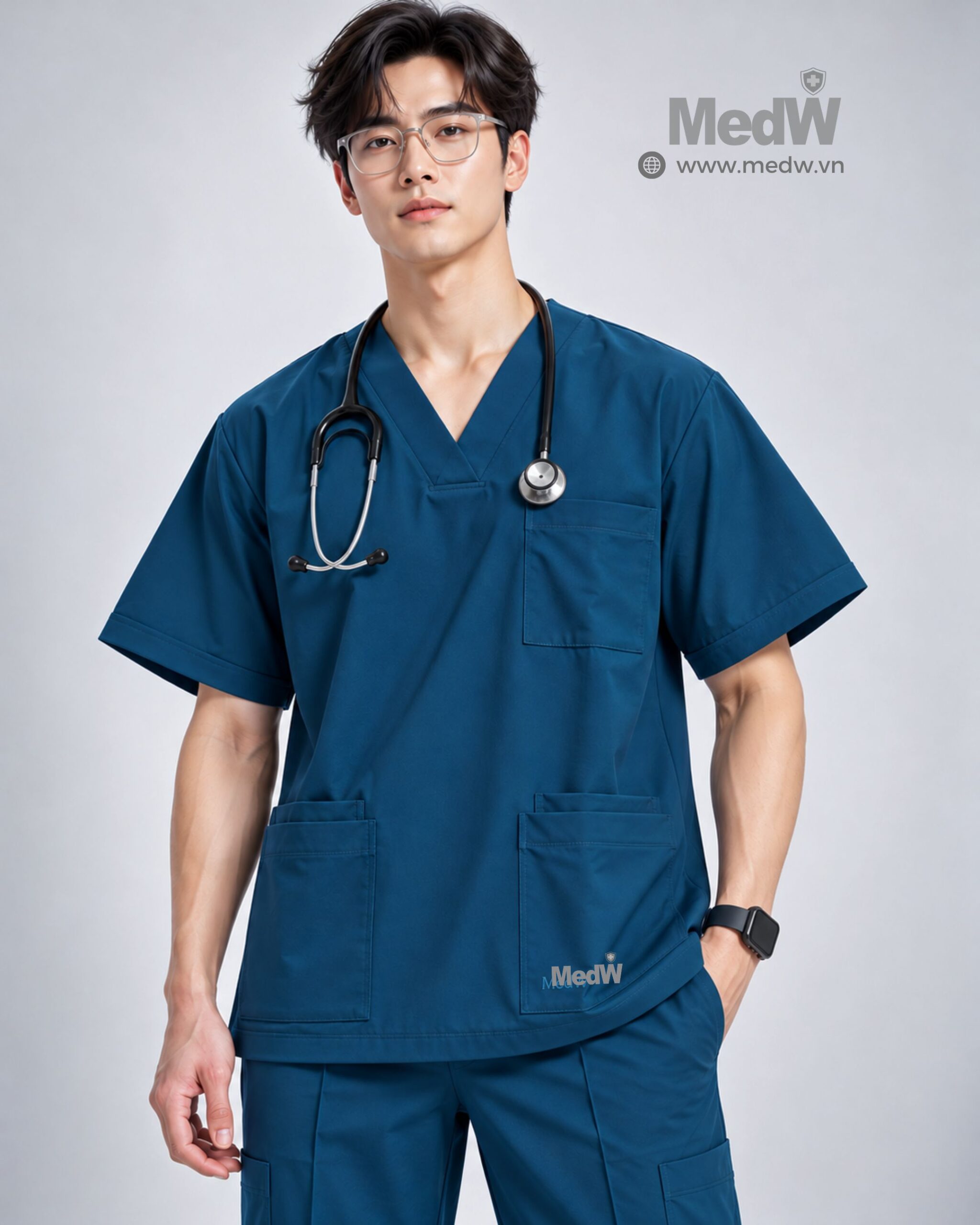 MedW Zeus Caribbean Scrubs Bác Sĩ Nam Xanh Biển Sâu Ca-ri-bê 22 Scrubs bac si nam dong phuc y te nam mau xanh bien scaled