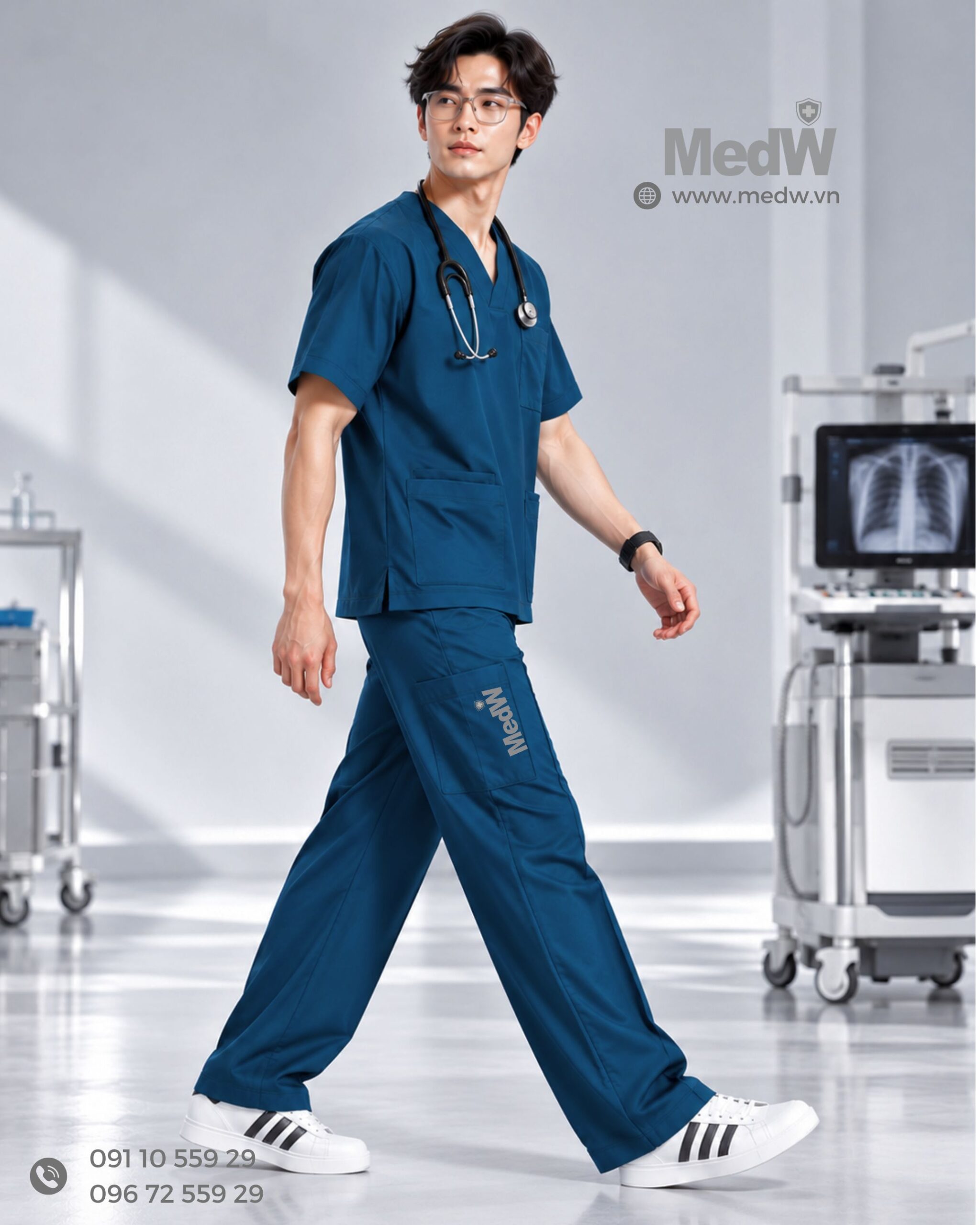 MedW Zeus Caribbean Scrubs Bác Sĩ Nam Xanh Biển Sâu Ca-ri-bê 23 Scrubs nam dong phuc y te mau xanh dong phuc y te mau xanh scaled