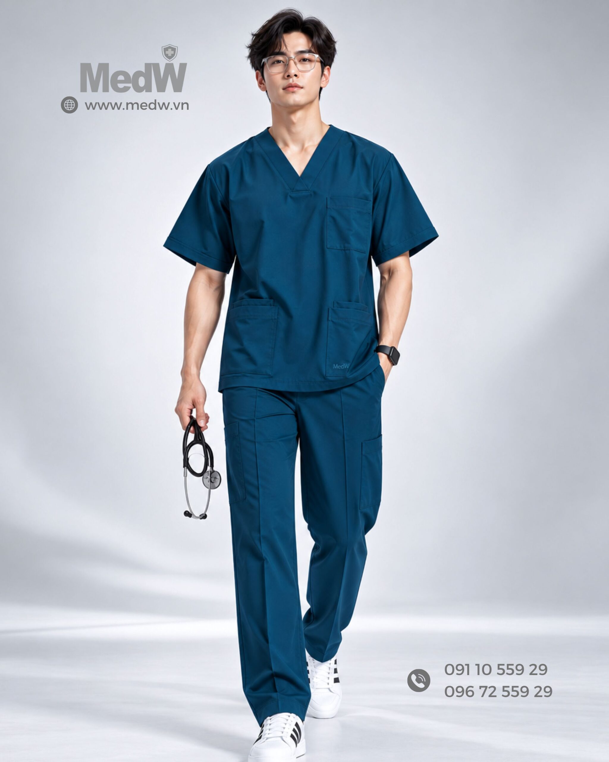 MedW Zeus Caribbean Scrubs Bác Sĩ Nam Xanh Biển Sâu Ca-ri-bê 25 Scrubs nam scrubs bac si dong phuc y te mau xanh bien scaled