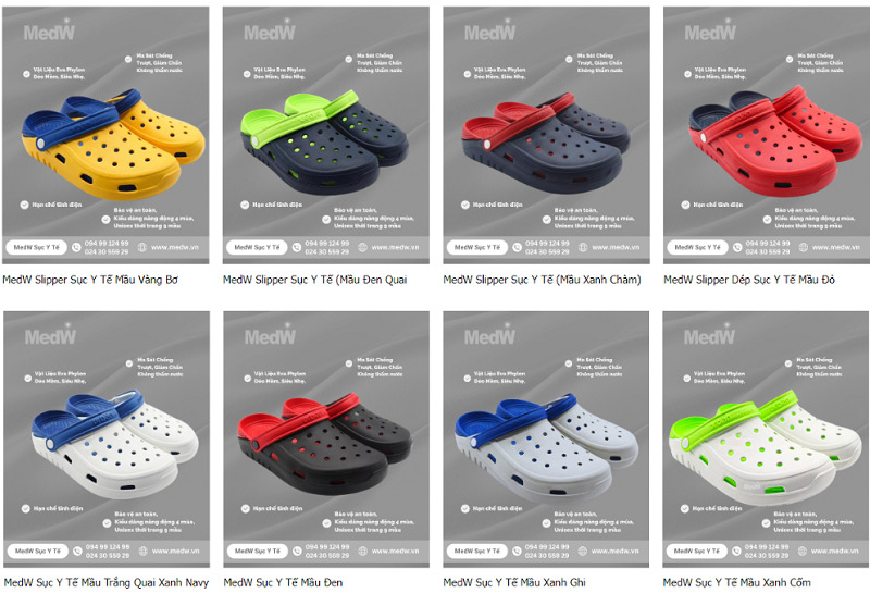 MedW với đa dạng màu sắc và thiết kế dép y tế giúp người dùng dễ dàng lựa chọn