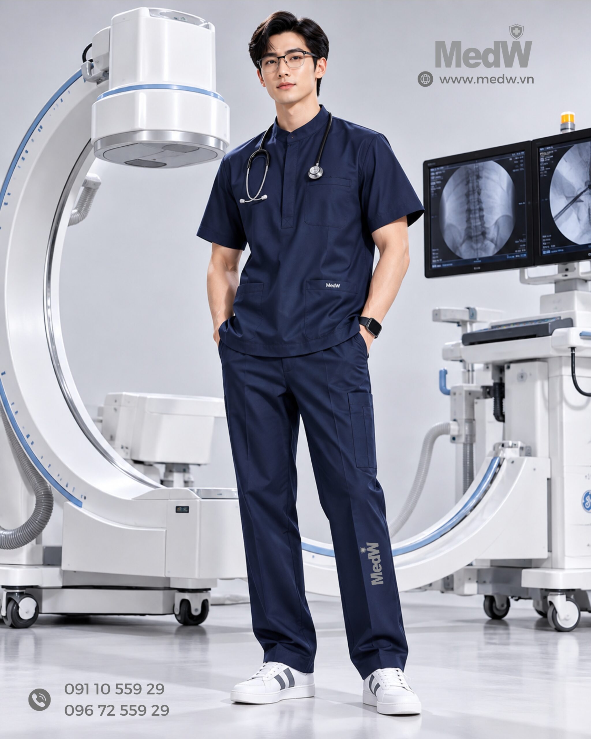 MedW scrubs nam co tru mau xanh than navy dong phuc y te cao cap scaled