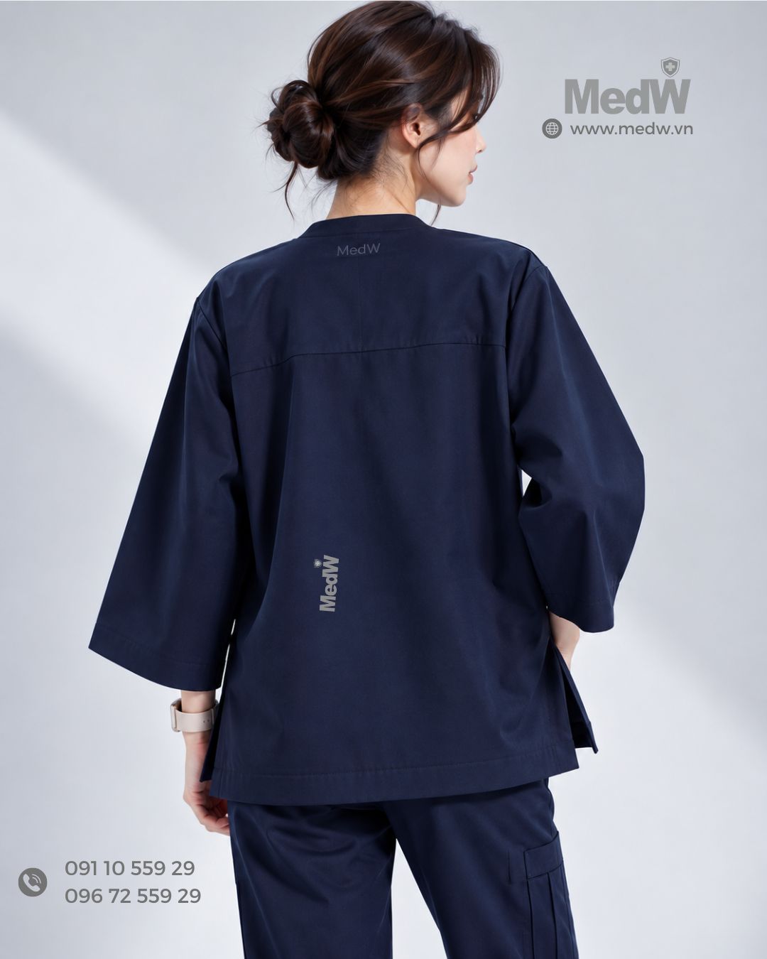 MedW Chiron Noragi Coat Iris Navy Áo Khoác Y Tế Y Bác Sĩ Thiết Kế Nhật Màu Xanh Than 16 Ao khoac Dong phuc benh vien cao cap