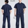 MedW Hepius Iris Navy Scrubs Nam Đồng Phục Y Tế Cổ Trụ Màu Xanh Than Navy