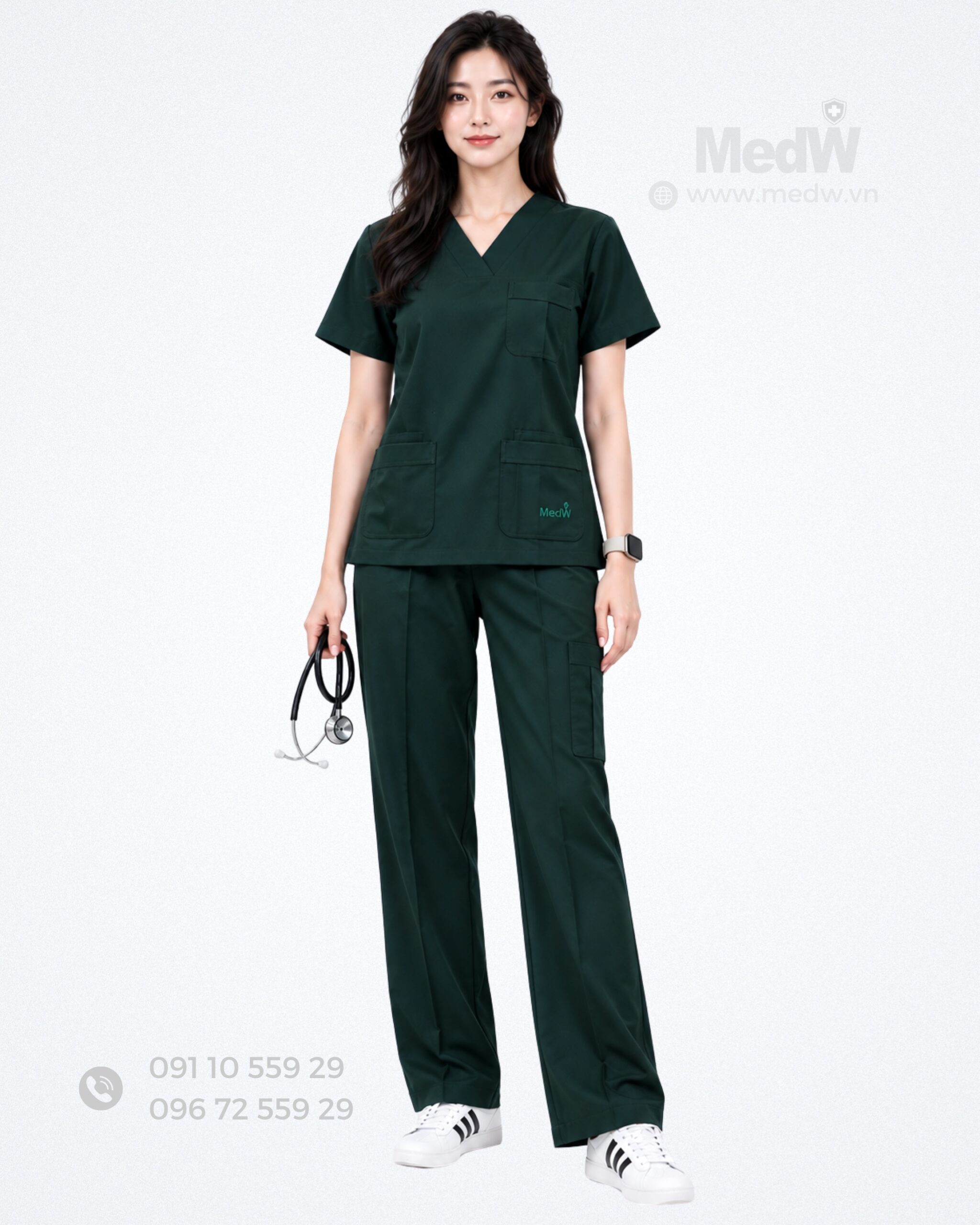 MedW Venus Sovereign Evergreen Scrubs Nữ Y Bác Sĩ Xanh Tùng Bách - Đồng Phục Y Tế Màu Xanh Rêu Sậm 15 Scrubs nu mau xanh reu dam dong phuc y te cao cap dong phuc benh vien cao cap scaled