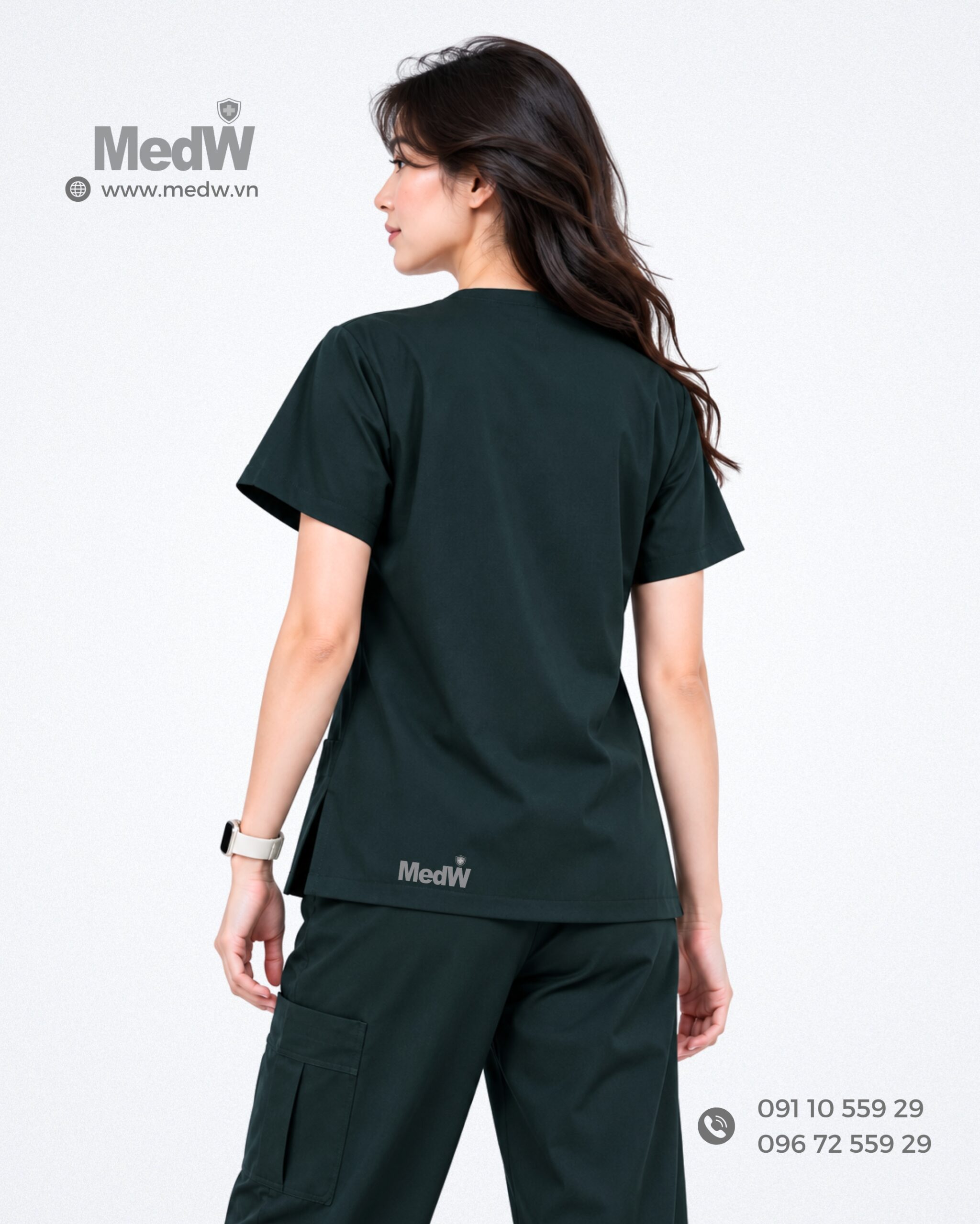 MedW Venus Sovereign Evergreen Scrubs Nữ Y Bác Sĩ Xanh Tùng Bách - Đồng Phục Y Tế Màu Xanh Rêu Sậm 19 dong phuc y te han quoc dong phuc phong kham cao cap scaled